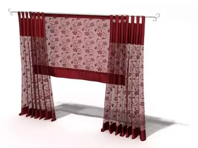 Sheer Floral Curtains 3D model