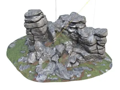 A Rock Formation - Dartmoor Stone Photo-Scan Model Low-poly 3D model