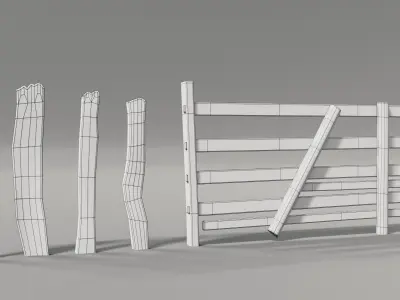 old wood gate and posts Free 3D model