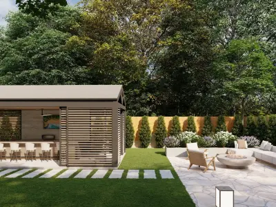 3D Exterior Scene 3D model design garden and landscape 3D  3D model 3