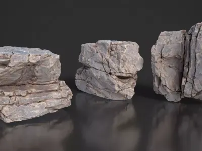 8 Modular Cliff Rocks 3D Pack 250906 Low-poly 3D model