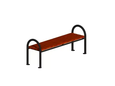 Outdoor bench sitting iron feet 3D model