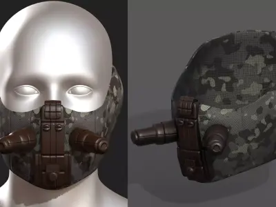 Gas mask respirator scifi futuristic 3d  Low-poly 3D model