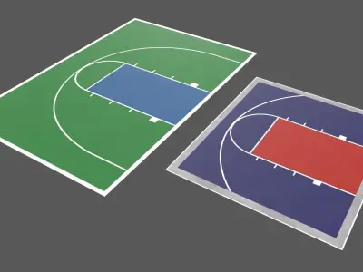 PBR Mini Basketball Court Floor Low-poly 3D model