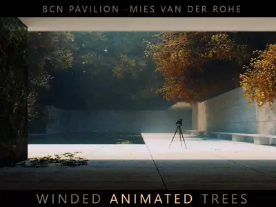 Barcelona Pavillion - TS 3D Scene 3D model Animated Trees 3D model