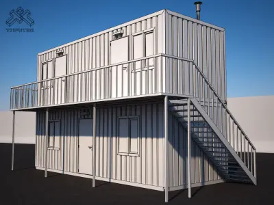 Shipping Container House 2 story 3D model
