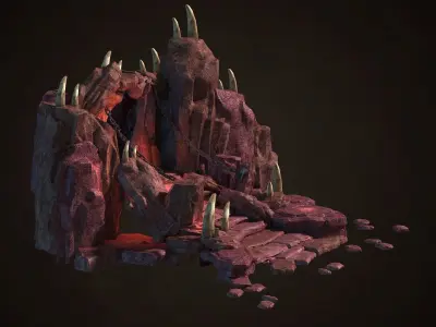 Skeleton Cave scene entrance to the cave rock 3D model