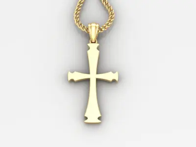 Light Gold 18K Cross Pendant 1CP015 3D print model