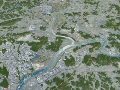 Sejong City South Korea Low-poly 3D model