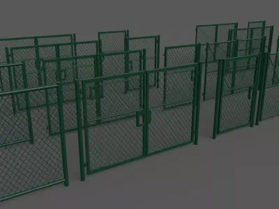 PBR Chain Link Fence For Court F Low-poly 3D model