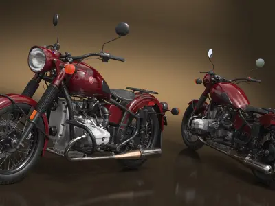  Retro Ural M70 Motorbike Maroon 