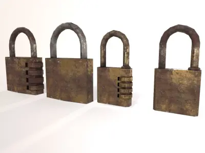 4 Rusty Padlocks Low-poly 3D model