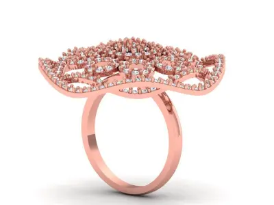 Solitaire Wedding Engagement Women Rings Cluster Flower Ring 3D print model
