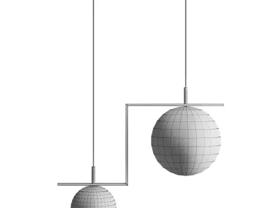 Hanglamp Zac 2 lamps zwart 3D model