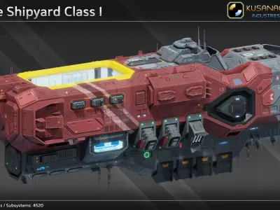 Scifi Mobile Shipyard Class I Low-poly 3D model