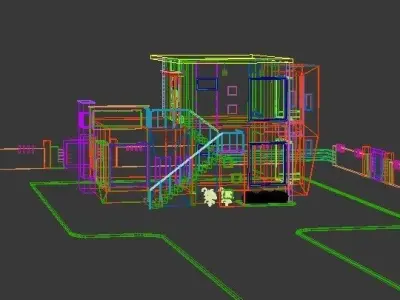 HOME 2 house with stairs at night 3D model