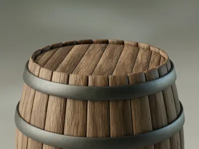 Wooden Barrel 3D model 8