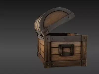 Game Ready Treasure Chest 3D Model Prop with Open Close Low-poly 3D model