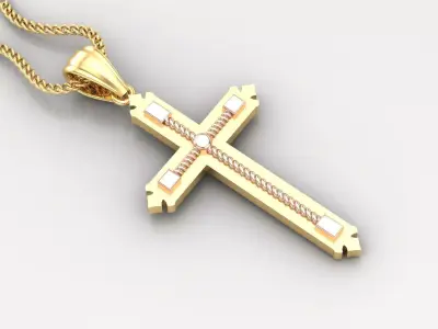 High Cross Pendant Light Gold 18K 4CP087 3D print model