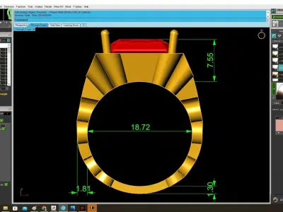 Vintage Architectural Emerald Men Ring  3968 3D print model