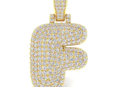 Bubble F Initial Pendant 3D print model