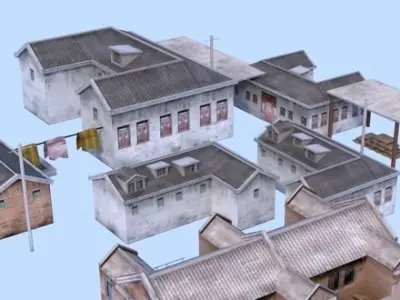 Old houses Low-poly 3D model buy