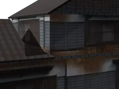 Super Lowpoly Japanese Dual-Roof House Low-poly 3D model