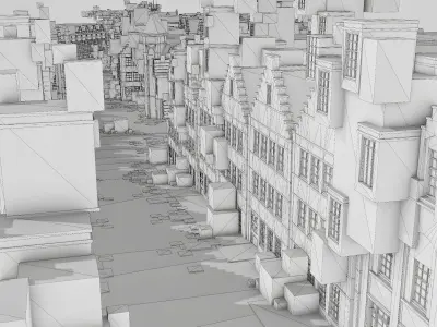 CITY - WHITE ENVIRONMEMT AND THE DOM TOWER Low-poly 3D model
