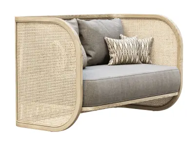 Rimma rattan loveseat V02  3D model