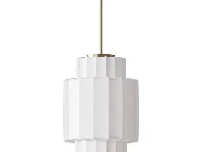 Antique Brass Tiered Opal White Glass Pendant Light D33 3D model