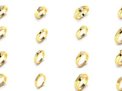 52 Ring Engagement Wedding Band 3dm render details 3D Model Pack