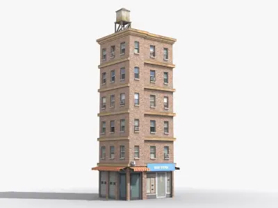 Apartment Building x29 Low-poly 3D model