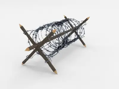 Lowpoly Barb Wire Obstacle Low-poly 3D model