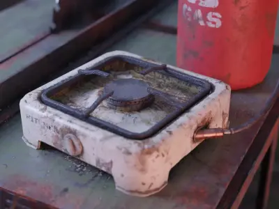 Small Old Gas Stove Low-poly 3D model