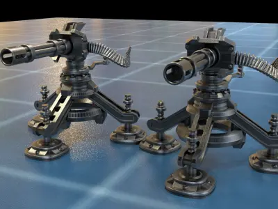 SCI FI TURRETS  PACK 5pcs 3D print model