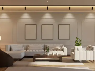 Living Room - 01 Low-poly 3D model