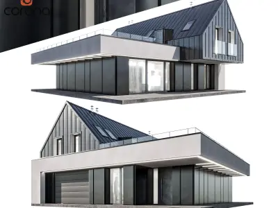 Modern house 10 at night 3D model