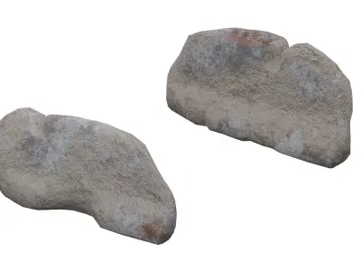 Ruined concrete barrier set Low-poly 3D model