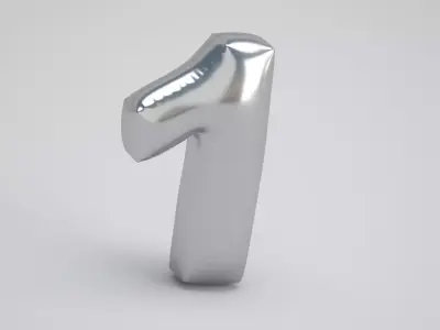 1 Number Balloon Silver 3D model