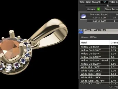 Dainty Round Halo Pendant with bell 5mm 3D print model