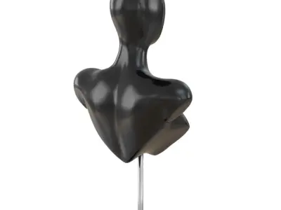 Female black bust on a metal stand 104 3D model