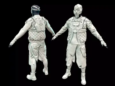 CyberPunk Man separate parts 3D model
