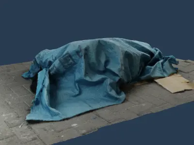 RAW 3D Scan - Rubbish tarp trash burlap canvas environment asset 3D model
