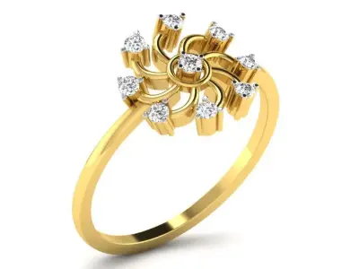 Light Weight Yellow Gold Diamond Ring DR-6152 3D print model