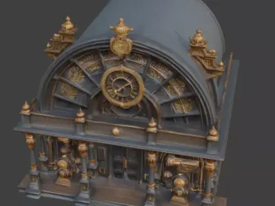 Steampunk Grand Victorian Train Station 3D Model Low-poly 3D model