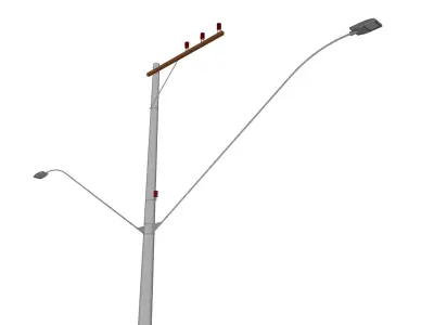 Concrete Lamp Post - Light Pole - Light Post - Street Light 44 3D model