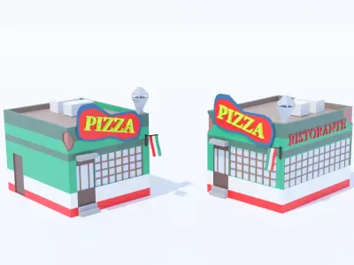 Italian Restaurant pizzeria Low Poly Low-poly 3D model