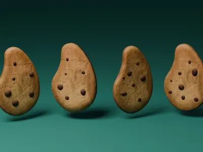 Chocolate chip biscuit 3D model