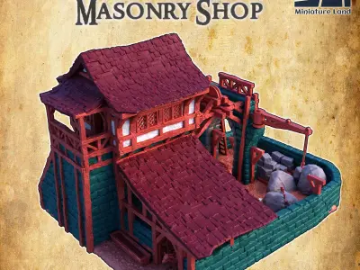 Medieval Masonry Shop Tabletop Terrain 28MM 3D print model 3D print model