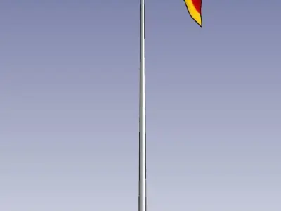 Germany flag - pole height 15 meters 3D model